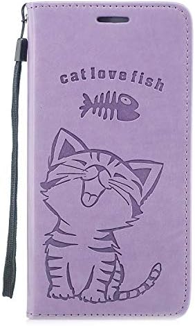 FNBK Samsung Galaxy Note 9 Phone Case Silicone Inner Lather Wallet Flip Folio Case Hand Strap Cat Fish Design Card Slot Kickstand Cash Pouch Protective Shockproof Stand Cover