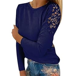 iPOGP Women's Round Neck Solid Color Hollow