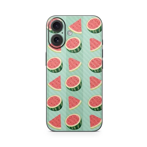 Carbon Fiber Phone Skin Compatible with Apple iPhone 16 - Watermelon Patch - Pr…