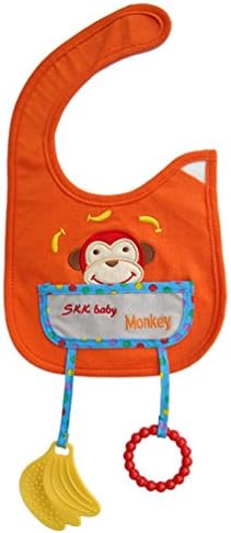 Monkey Animal Style Waterproof Baby Bibs With Teether Toy Burp Cloths Saliva Towel