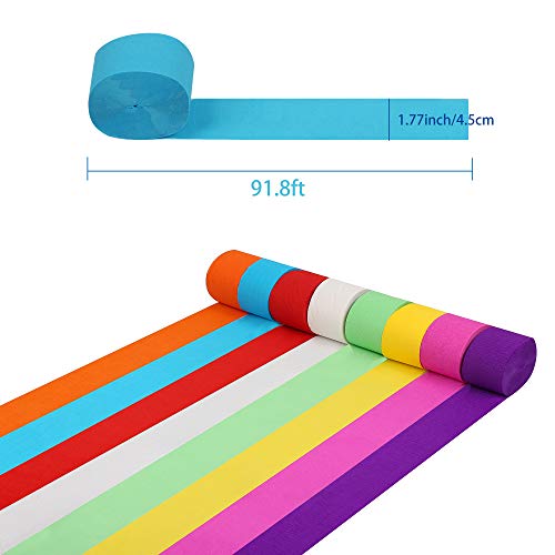 489.6 Yard 16 Rolls 8 Colors Crepe Paper Rainbow Streamers,Polychromatic Party Streamer Backdrop Paper Decorations Crepe Paper for Birthday,Wedding,Graduation Ceremony,Concert and Various Festivals