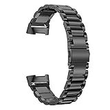 SWEES Metal Bands Compatible Fitbit Charge 3 & Charge 3 SE Bands，Premium Stainless Steel Metal Replacement Bands Strap Wristband for Women Men, Small Large, Black