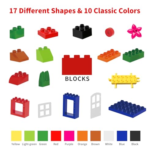 burgkidz Large Building Blocks, Classic Toddler Creative Building Blocks, Compatible Blocks Building Toy, STEM Educational Gift for Children Ages 2-5 Years
