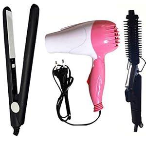 Nirvani Nv-1290 Hair Dryer 1000 Watt & Professional Hair Straightener Nhc-522 Black And Professional Electric 471B Hair…
