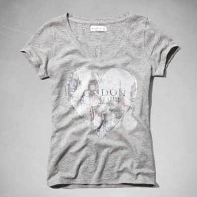 Amazon Abercrombie Fitch アバクロ レディース Vネック 半袖 Tシャツ カットソー グレー London 並行輸入品 Lサイズ Tシャツ カットソー 通販