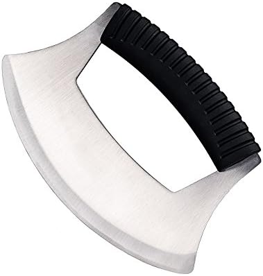 Pizza Slicer, Mezzaluna Chopper ,Stainless Steel Pizza Cutter Rocker Blade With Cover