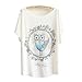 DQdq Women's Summer T-Shirt Bat-Wing Short Sleeve Bird Print Top Small White