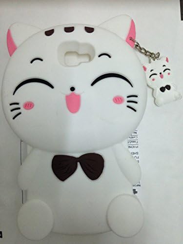 Cute 3D Cartoon Lovely Animal Design Soft Silicone Back Case Cover for Samsung (Galaxy J7prime Fortune Cat White)