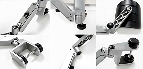 YANGHX Newest Design Ergonomic Articulating Computer Laptop Arm Support | Height Adjustable Armrest Desk Extender | User-friendly Attachable Aluminum Alloy Arm Stand (Gray)