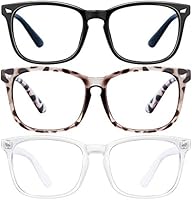 Blue Light Blocking Glasses - 3Pack Computer Game Glasses Square Eyeglasses Frame, Blue Light Blocker Glasses for Women...