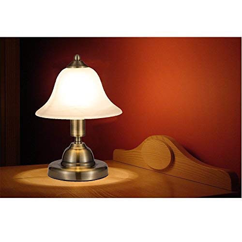 JINZO Portable Mushroom Table Lamps For Bedroom With Touch Sensor Dimmable E12 Globe Bulb Antique Brass Finished