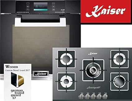 Gas Elektro Autarkes Herdset/XXL Elektro Einbau Backofen+Gaskochfeld 77 cm/Gas Herd mit 3,8KW WOK Brenner/Einbaubackofen/73L/