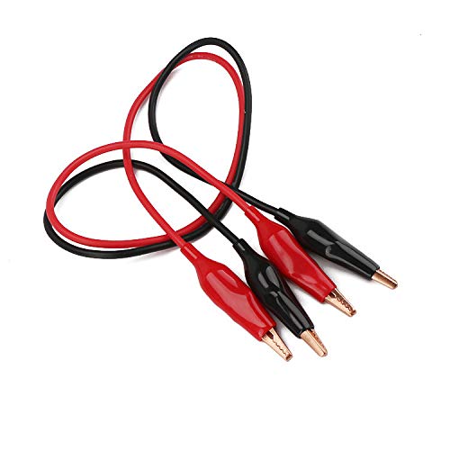 AWEHIRU Double-ended Alligator Clip Cable Insulated Wire Multimeter Test Leads Set Alligator Clip Clamps (Black & Red) 2Pcs