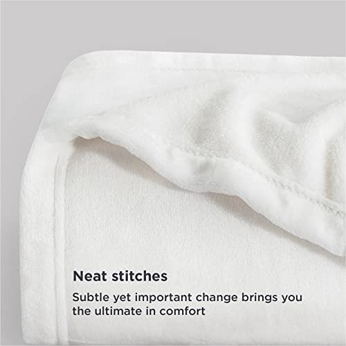 BEDSURE White Fleece Blanket Throw Blanket 300GSM Throw Blankets for