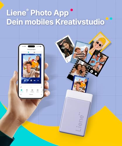 Liene Pearl N200 Pro Portable Mini Photo Printer with Dye Sublimation - Includes 50 Self-Adhesive Photos (2x3") & 5 Ribbons Bluetooth 300dpi Instant Print Printer for iPhone & Android Battery - Purple