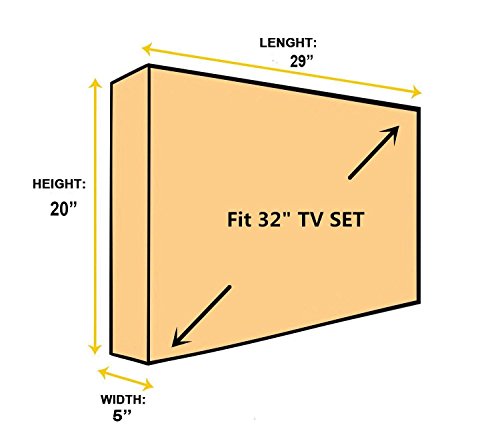BroilPro Accessories Outdoor 32" TV Set Cover,Scratch Resistant Liner Protect LED Screen Best-Compatible with Standard Mounts and Stands (Black)