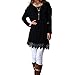 levaca Women's Long Sleeve Tunic Lace Hemline Casual Loose T Shirt Dress