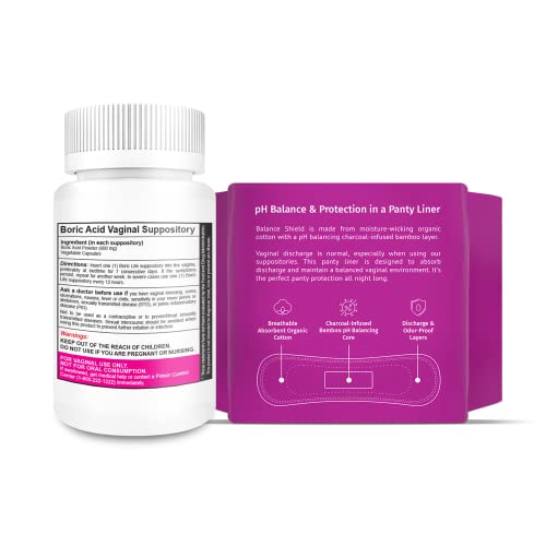 NutraBlast Boric Acid Vaginal Suppositories 600mg (30 Count) w/ Balance