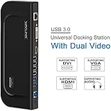 Wavlink Universal USB 3.0 Docking Station with Dual Video Outputs Support for Windows (HDMI &amp; DVI/VGA, Gigabit Ethernet, Audio, 6 USB Ports for Laptop)