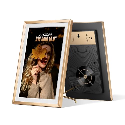 ARZOPA 14 Zoll Metall Digitaler Bilderrahmen Kostenloser Cloud Storage Unbegrenzt Fotos & Videos über App Teilen 1920 * 1200 FHD Touchscreen Elektroni