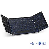 iClever Bluetooth Keyboard with 3-Color Backlight, Bluetooth 5.1 Multi-Device Foldable Keyboard with Aluminum Alloy Base for iOS Windows Android Tablets, Smartphones, Laptops, PC and More