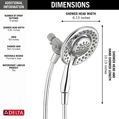 Delta Faucet 4Setting In2ition 2in1 Dual Shower Head with Handheld