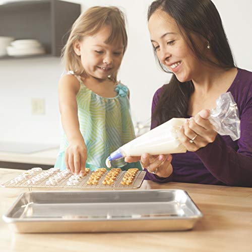 KITCHENATICS Small Quarter Sheet Baking Pan with Rack, Stainless Steel