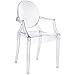 EdgeMod Burton Arm Plastic Dining and Patio Ghost Chair, Stackable, Fully Assembled, Suitable for Indoor & Outdoor, Clear (Set of 2)