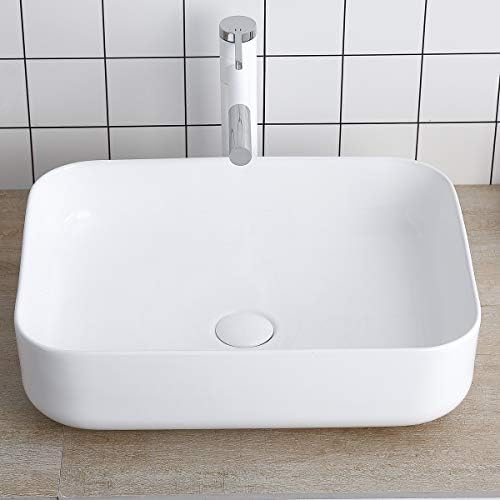 Rectangular White Porcelain Ceramic Sink Bathroom Vessel Sink 19 Inch - Bathroom Vanity Bowl Above Counter Sink Art Basin Lalasani Kitchen Sink Fireclay Farmhouse Sink