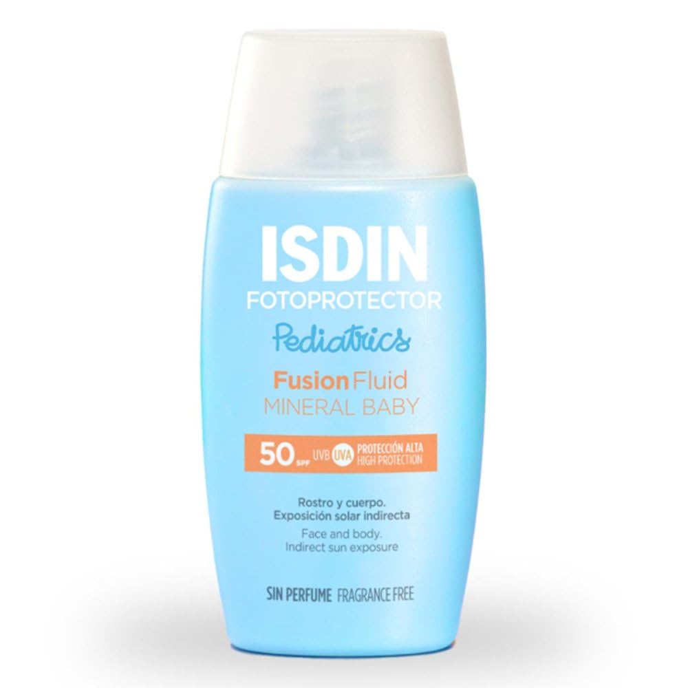 ISDIN Fotoprotector Fusion Fluid Mineral Baby SPF50 (50ml) | 100% mineral sunscreen specially formulated for children and babies' fragile skin