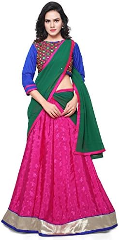 Aksaa Fashion Women's Indian Magenta Printed Jacqurd Chiffon Lehenga Choli