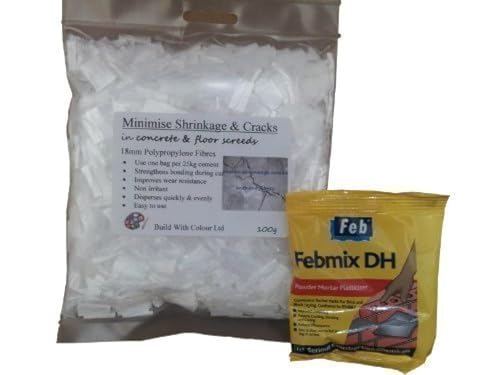 Polyproylene (pp) Fibres for Concrete and Screed 100g Bags Reduces Shrinkage and Cracking (100g x 12mm)