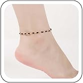Zeshimb Black Crystal Beads Ankle Bracelet Boho Beads Chain Satellite Anklet Summer Beach Glass Beads Ankle Chain Barefoot Sandal Foot Jewelry for Women