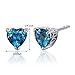 Peora London Blue Topaz Heart Stud Earrings 925 Sterling Silver, Solitaire Scroll Gallery, Natural Gemstone, 2 Carats Total 6mm, Friction Backs, December Birthstone Earrings, Blue Studs