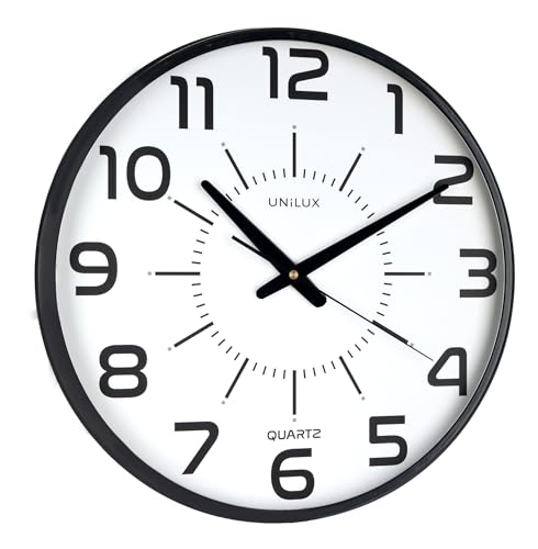 Unilux Horloge Murale silencieuse Pop, 30 cm, Couleur Noire