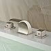 Rozin Widespread 3 Holes Waterfall Bathroom Basin Faucet Double Handles Mixer Tap Brushed Nickel