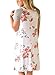 LOSRLY Women Floral Striped Short Sleeve Crewneck T-Shirt Dress Tunic Midi Dress
