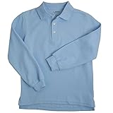 French Toast Uniform Boys Long Sleeve Pique Polo Shirt, Blue, Medium (8)