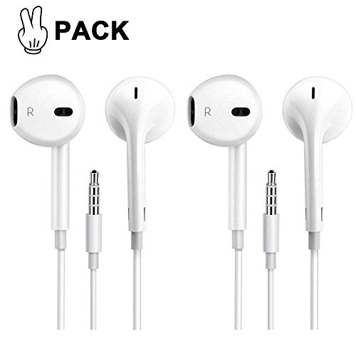 2 Pack Headphones 3.5 mm, Earphones with Microphone Stereo Earbuds with Remote Noise Cancelling Headsets Compatible for S8 S7 S6 and Android Smartphones