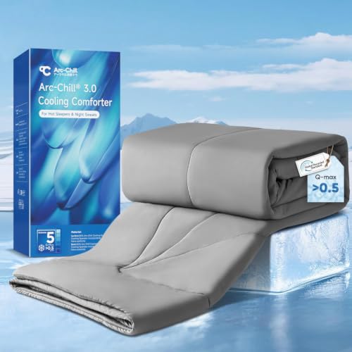 Elegear Revolutionary Cooling Comforter Queen Absorb Body Heat to Keep Cool, Cooling Blanket for Hot Sleepers Japanese Arc-Chill 3.0 Cool Tech Fabric Summer Comforter Hypo-Allergenic Cool Quilt - Gray