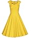 MUXXN Women's 1950s Vintage Retro Capshoulder Party Swing Dress (L, Yellow)