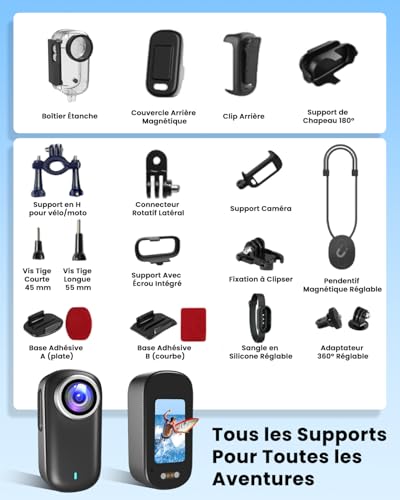 Veralyxa Sports Camera, Mini Sports Camera 4K UHD WiFi with 64GB Card, IP65 Waterproof Portable POV Camera, Action Cam - Up to 240 Minutes Battery Life (1200mAh)