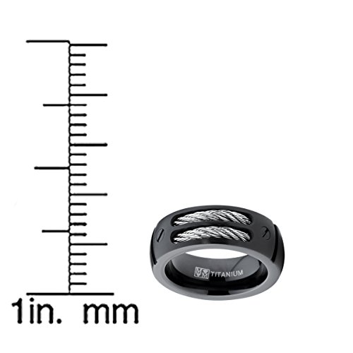 Metal Masters Co. 8MM Men's Black Titanium Ring Wedding Band with Stainless Steel Cables and Screw Design Size 12 - Thumbnail 2