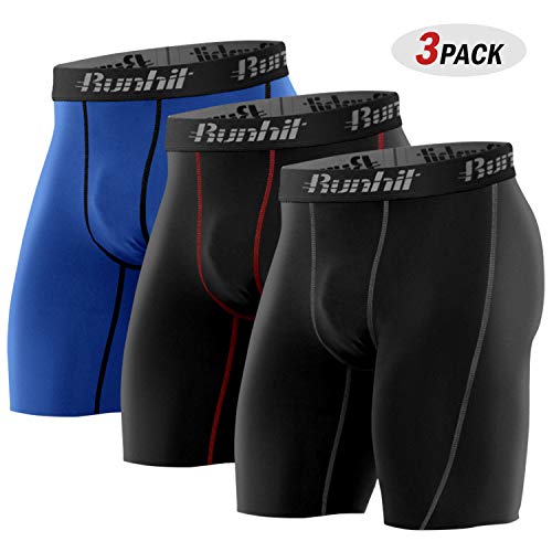 Runhit Men's Compression Shorts(3 Pack), Spandex Running Biker Shorts