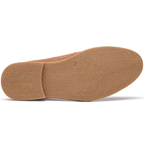 GM GOLAIMAN Men's Suede Leather Oxford Shoes Casual Lace up Dress Shoes Brown 12 D (M) US - Thumbnail 4