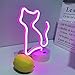 Led Neon Sign Art Decorative Lights Table Decoration neon lamp with Base for Kids boy and Girl Bedroom Unique Gift for Any Occasion (Cat with Base)