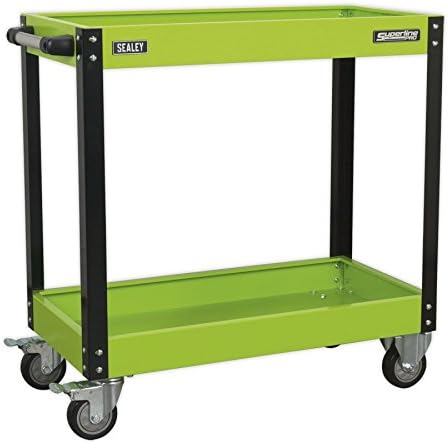 Sealey Cx109Hv Workshop Trolley 2-Level Heavy-Duty - Hi-Vis Green, White, 835mm x 410mm x 815mm