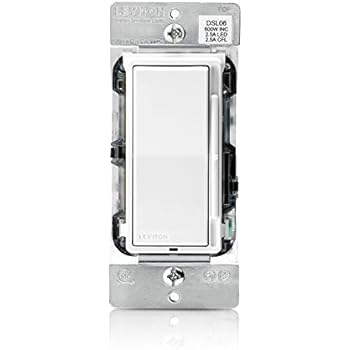 Leviton DSL06-1LZ Decora Slide Dimmer for 300-Watt Dimmable LED, 600-Watt Incandescent/Halogen, White w/Color Change Kits Included