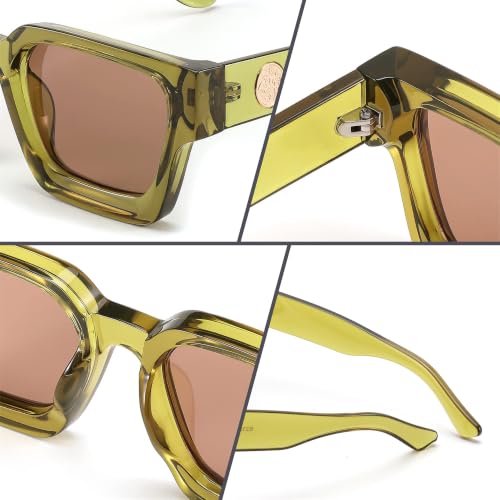FEISEDY Gafas de sol cuadradas retro de los 90 para mujer Hombre Lentes de sol rectangulares de moda con protección UV400 B2385
