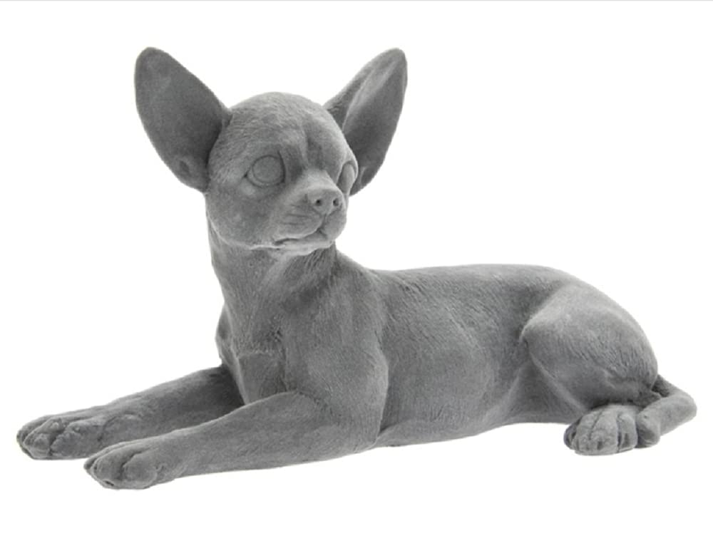 Lesser & Pavey Grey Velvet Chihuahua Lying Down 27cm
